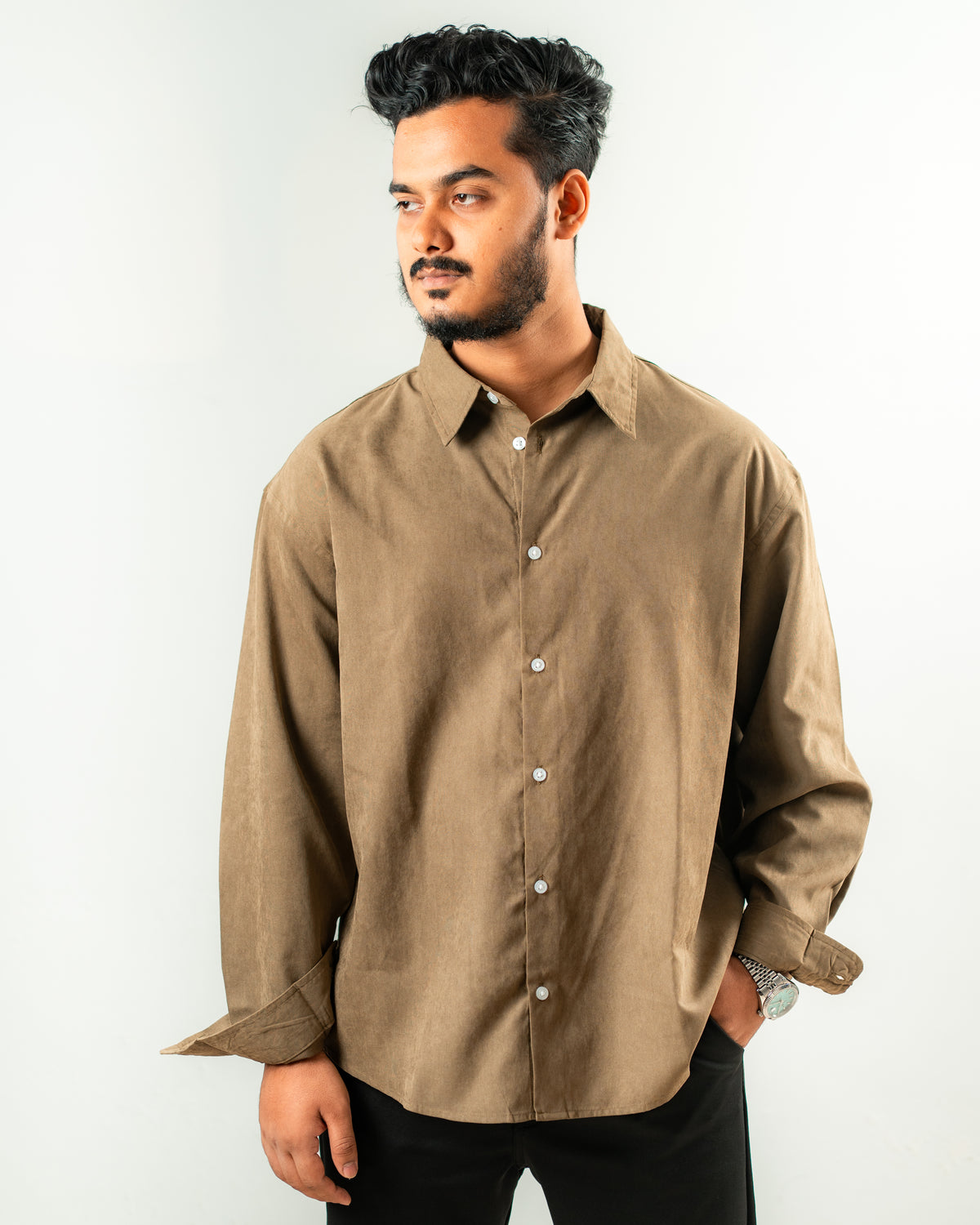 Oversized Full Sleeve Shirt- Dusky Olive