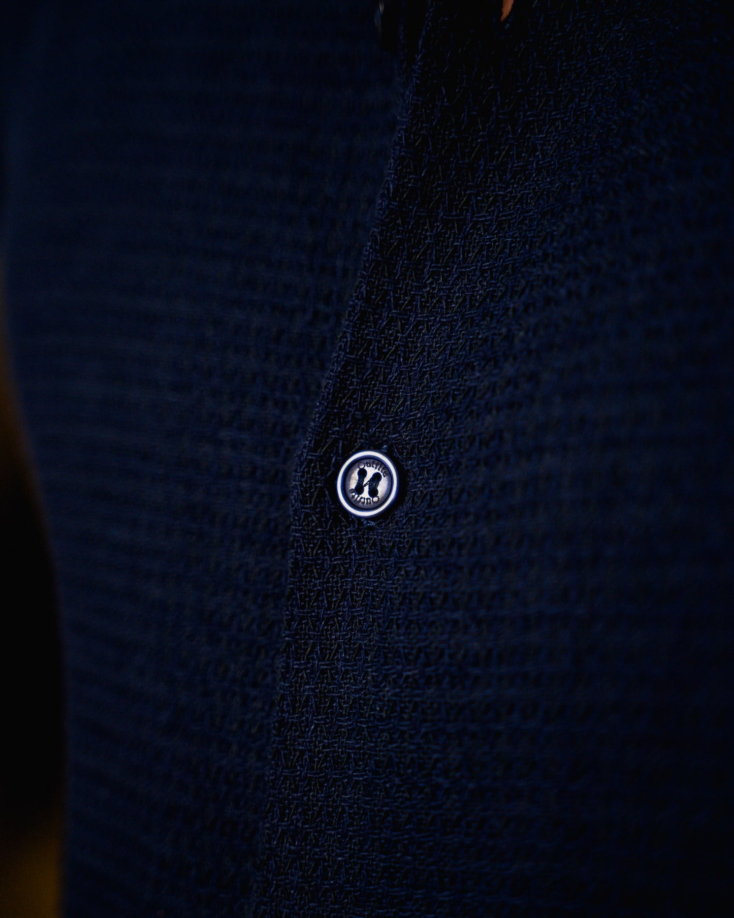 Textured Cuban Collar Shirt - Navy Blue