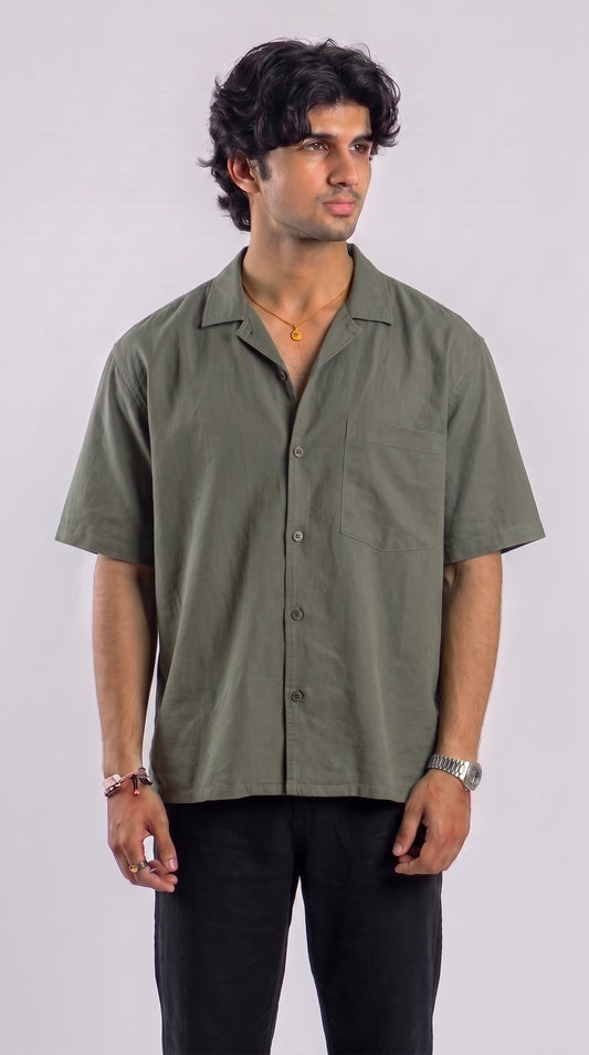 Boxy Half Sleeve Shirt : Grey