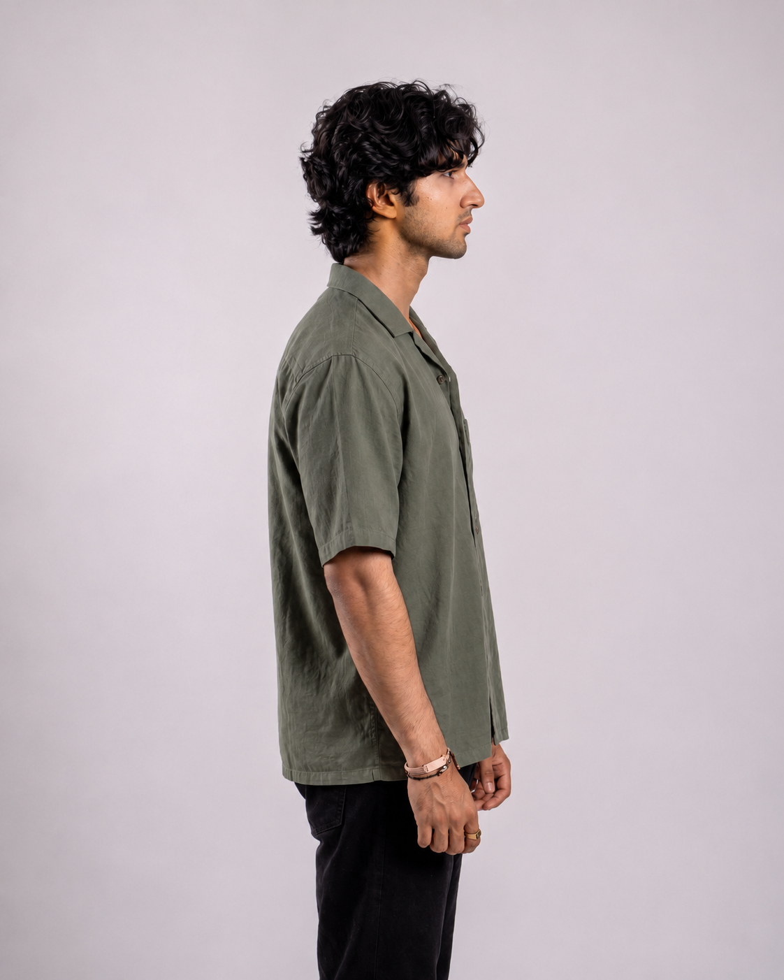 Boxy Half Sleeve Shirt : Grey