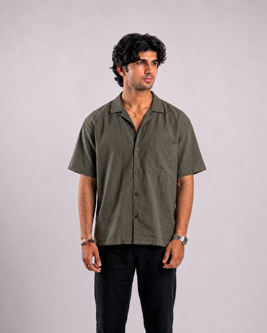 Boxy Half Sleeve Shirt : Grey