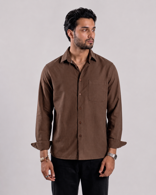Structured Full Sleeve Shirt - Brown