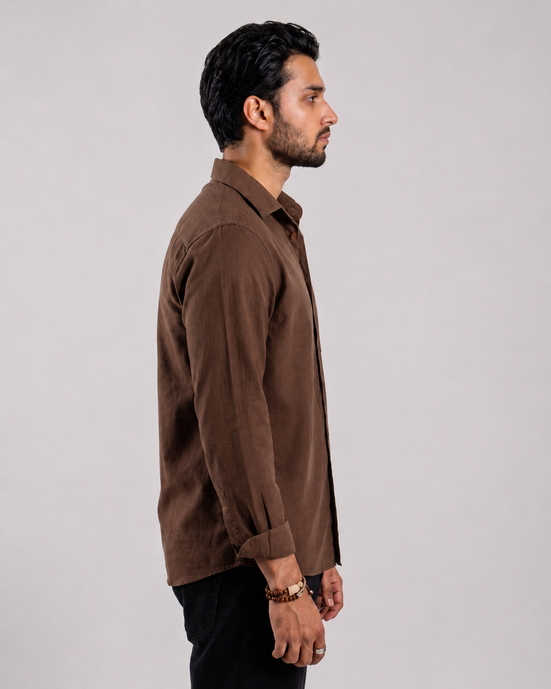 Structured Full Sleeve Shirt - Brown
