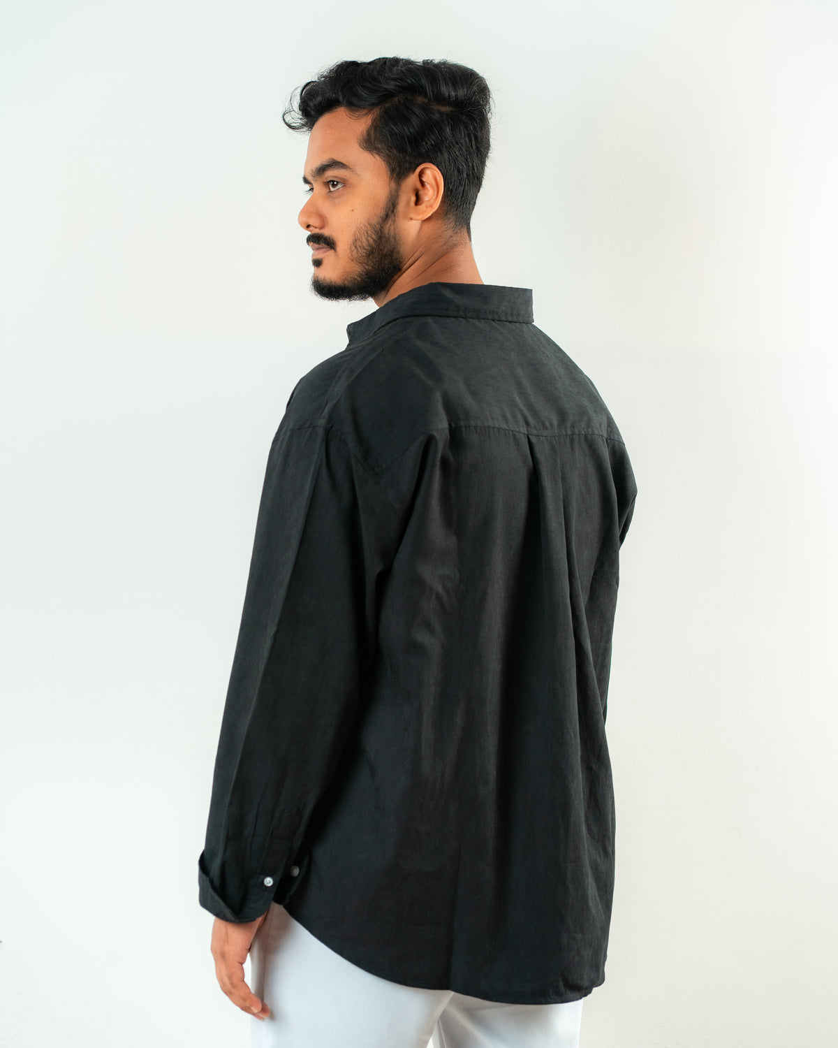 Oversized Full Sleeve Shirt-Midnight Black