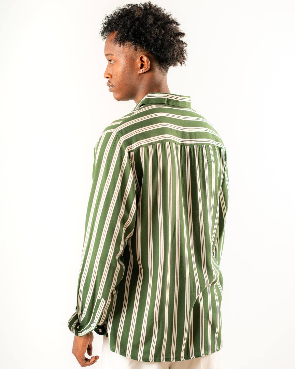 Striped Full Sleeve Shirt- Green & White