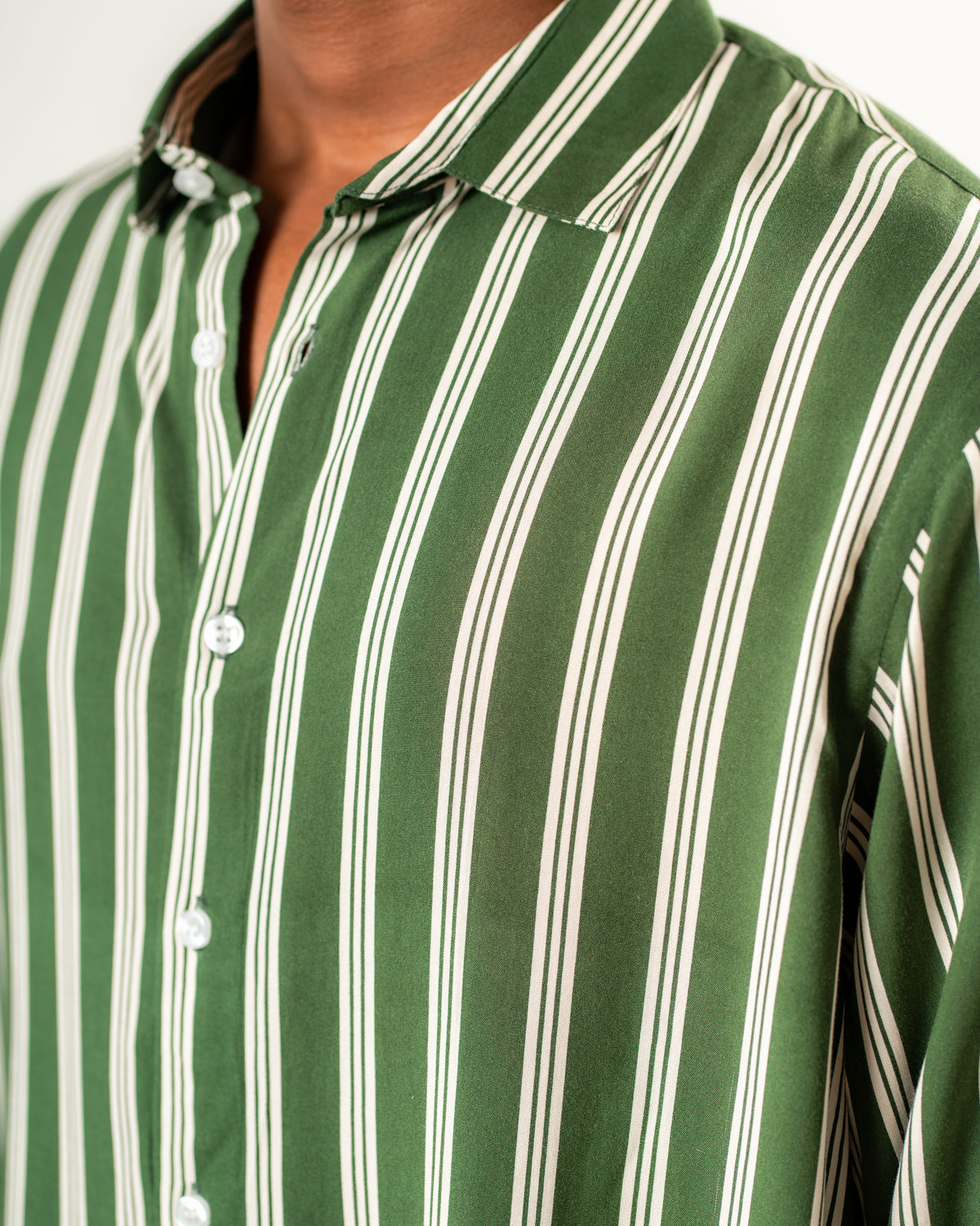 Striped Full Sleeve Shirt- Green & White