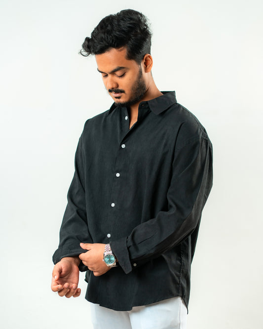 Oversized Full Sleeve Shirt-Midnight Black