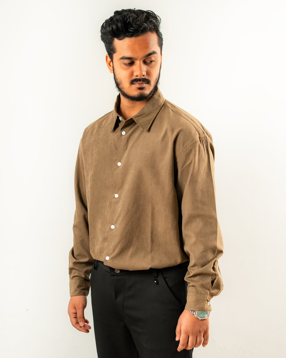 Oversized Full Sleeve Shirt- Dusky Olive