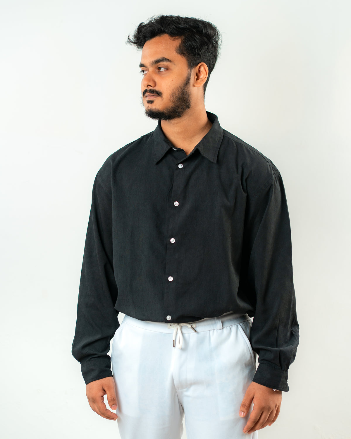 Oversized Full Sleeve Shirt-Midnight Black