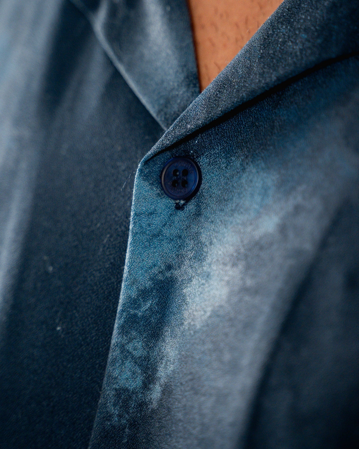 Stretchy Cuban Collar Shirt - Dark Blue