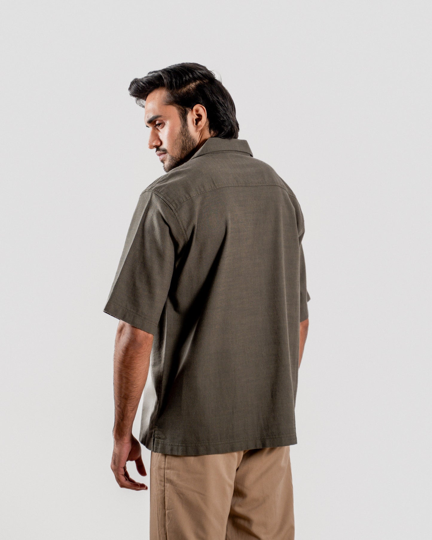 Half Sleeve Cuban Collar Shirt - Olive