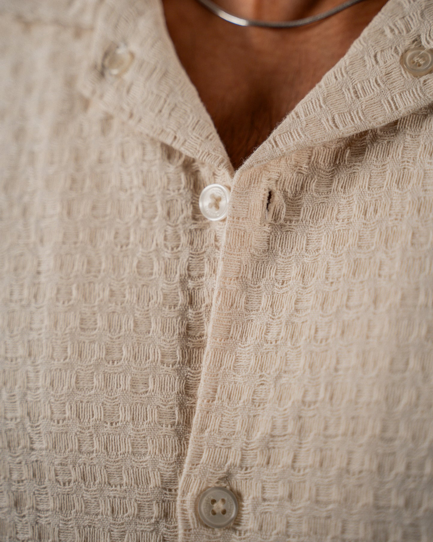 Textured Cuban Collar Shirt - Off White