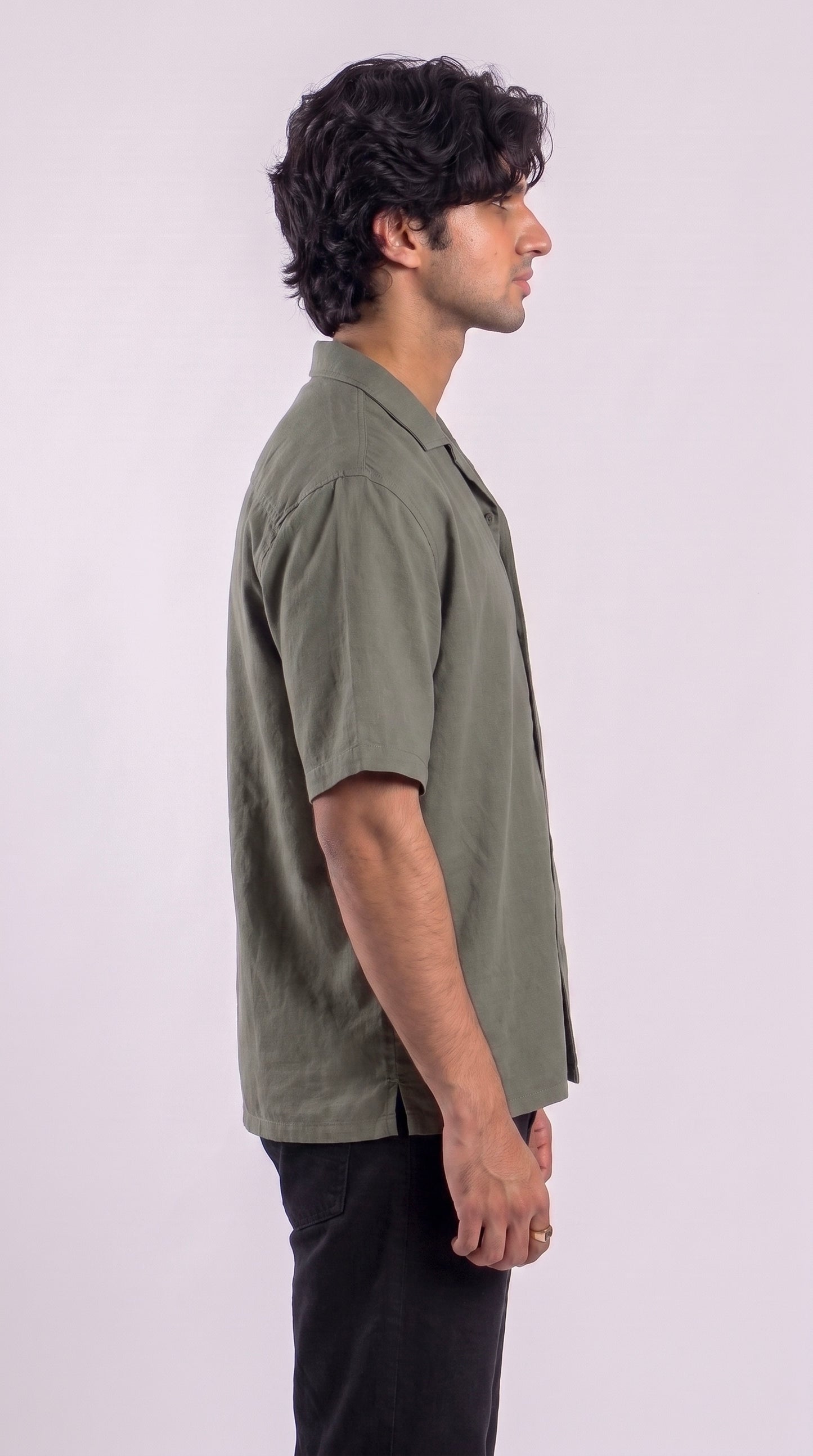 Boxy Half Sleeve Shirt : Grey