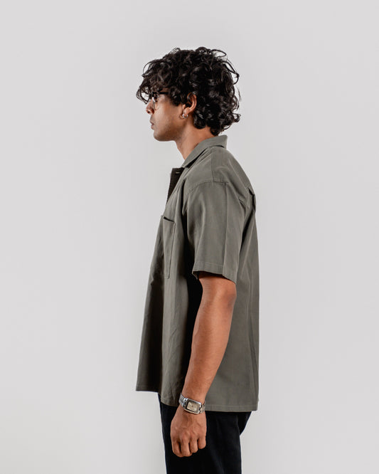 Boxy Half Sleeve Shirt : Grey