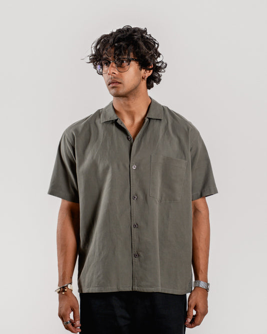 Boxy Half Sleeve Shirt : Grey