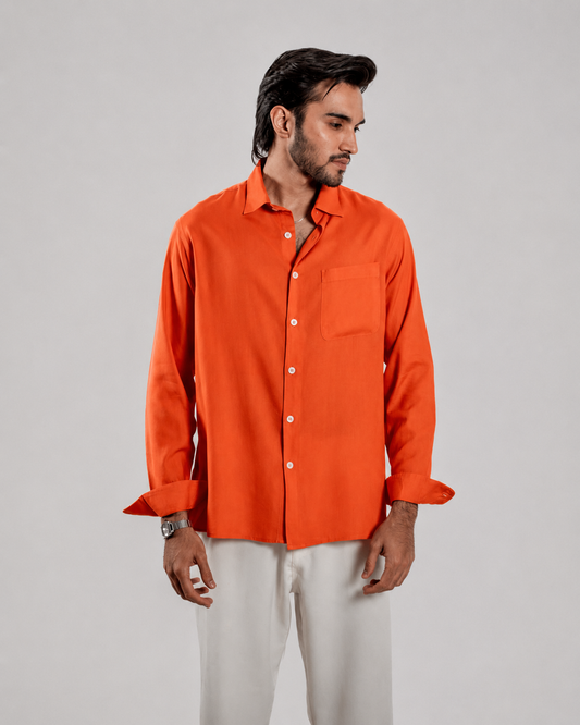 Casual Full Sleeve Shirt - Orange