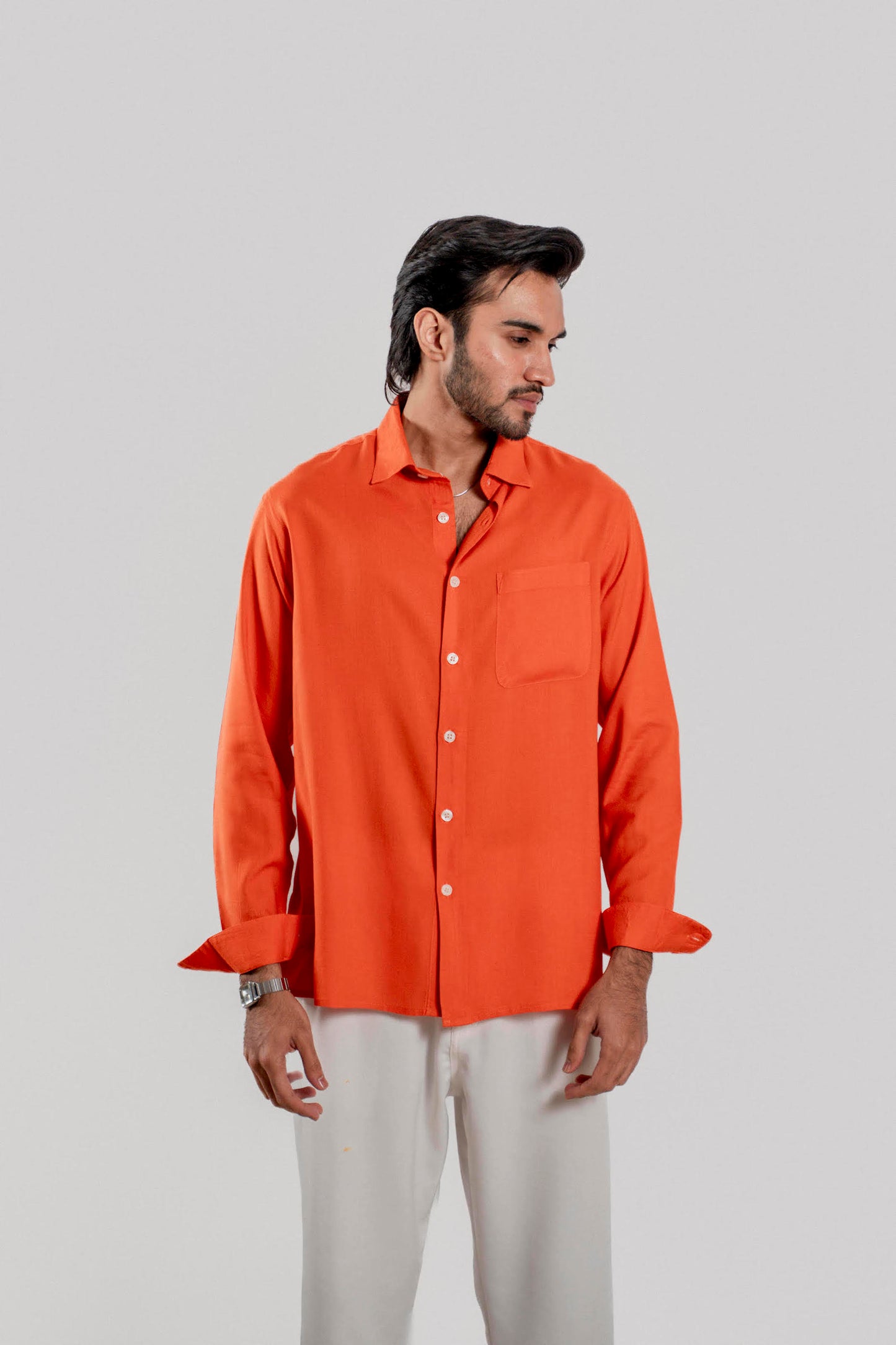 Casual Full Sleeve Shirt - Orange